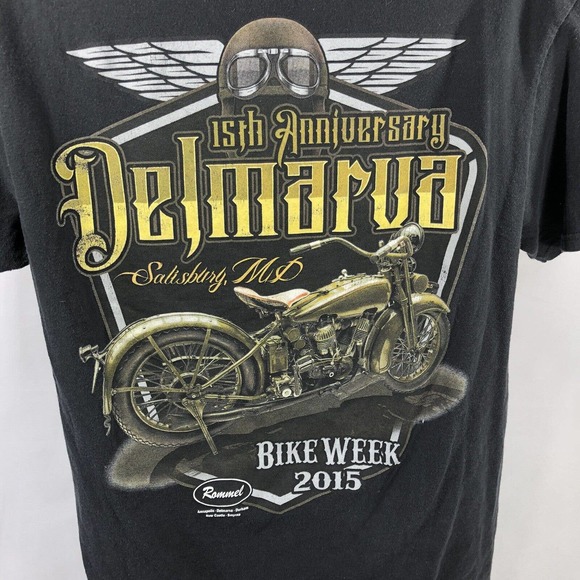 Delmarva Salisbury, MD 2015 Bike Week T-Shirt Men's Large To Medium Double Sided - Picture 10 of 12